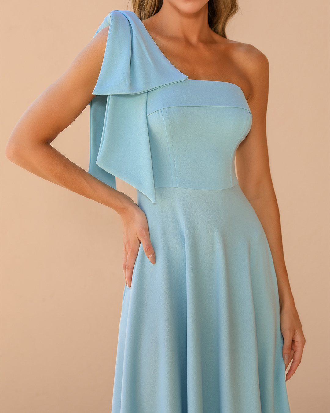 Dot Clothing - Dress Dot Clothing Midi One Shoulder Light Blue - 2360AZULCL