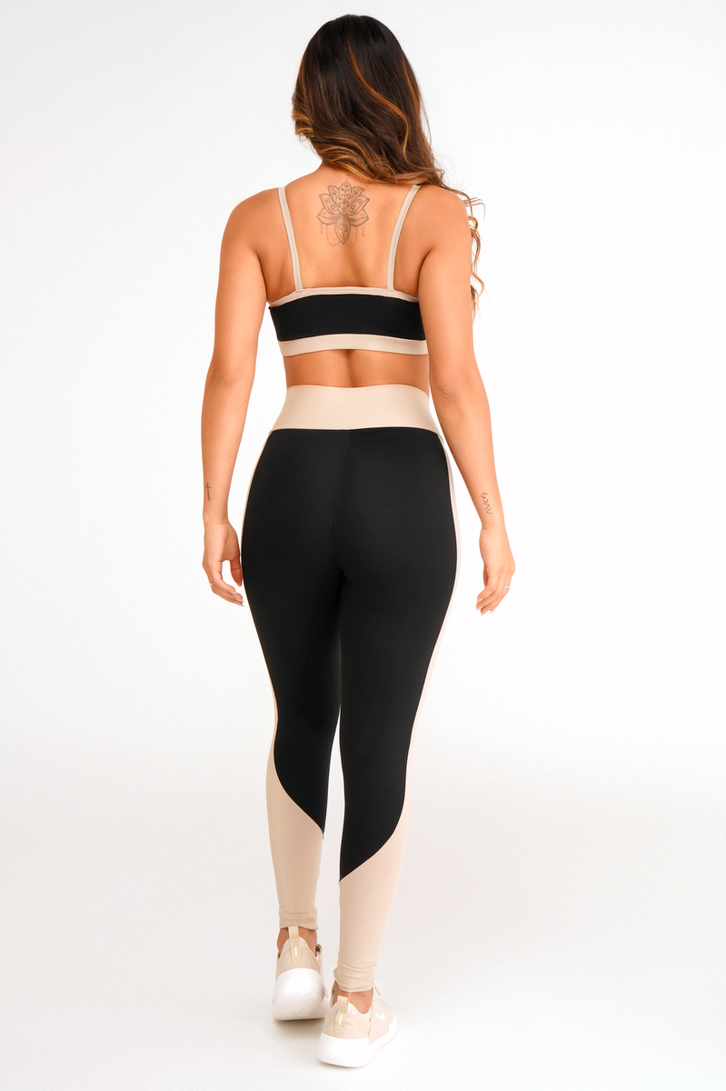 Lets Gym - Black and Nude Definition Leggings - 2416PTND