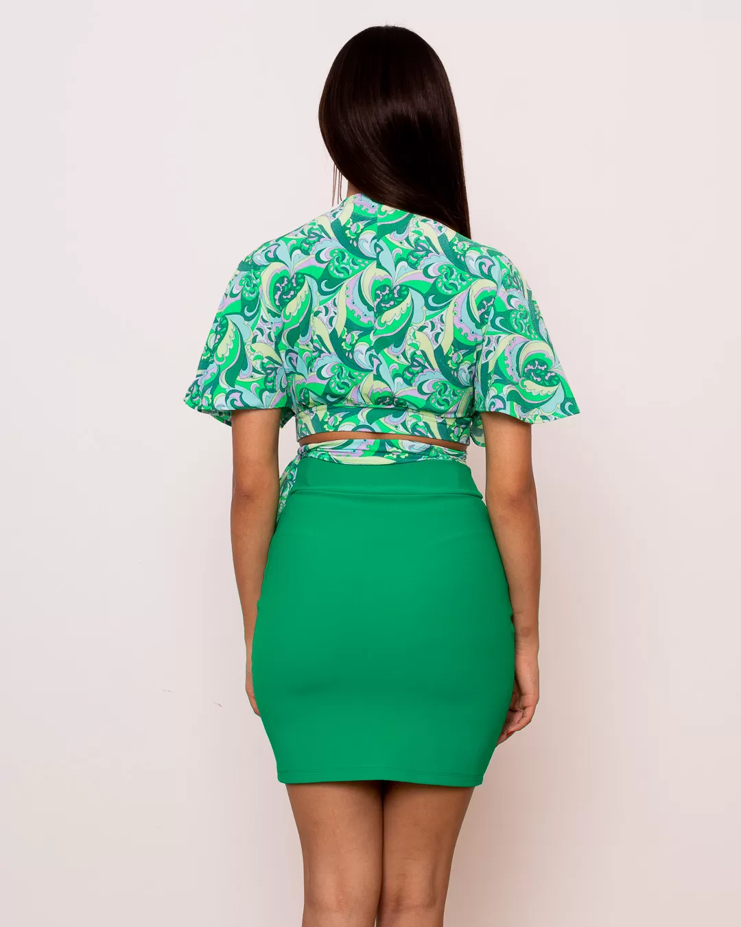 Miss Misses - Miss Misses Mini Skirt With Green Cutout - 18988VERDE Miss Misses - Miss Misses Mini Skirt With Green Cutout - 18988VERDE