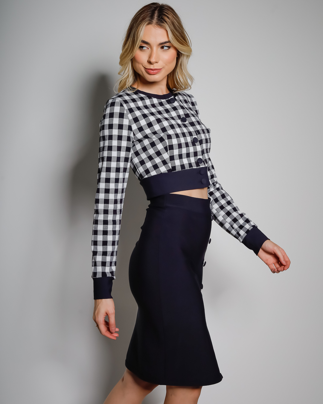 Miss Misses - Skirt Miss Misses Midi Black Plaid - 19095SAPRETO