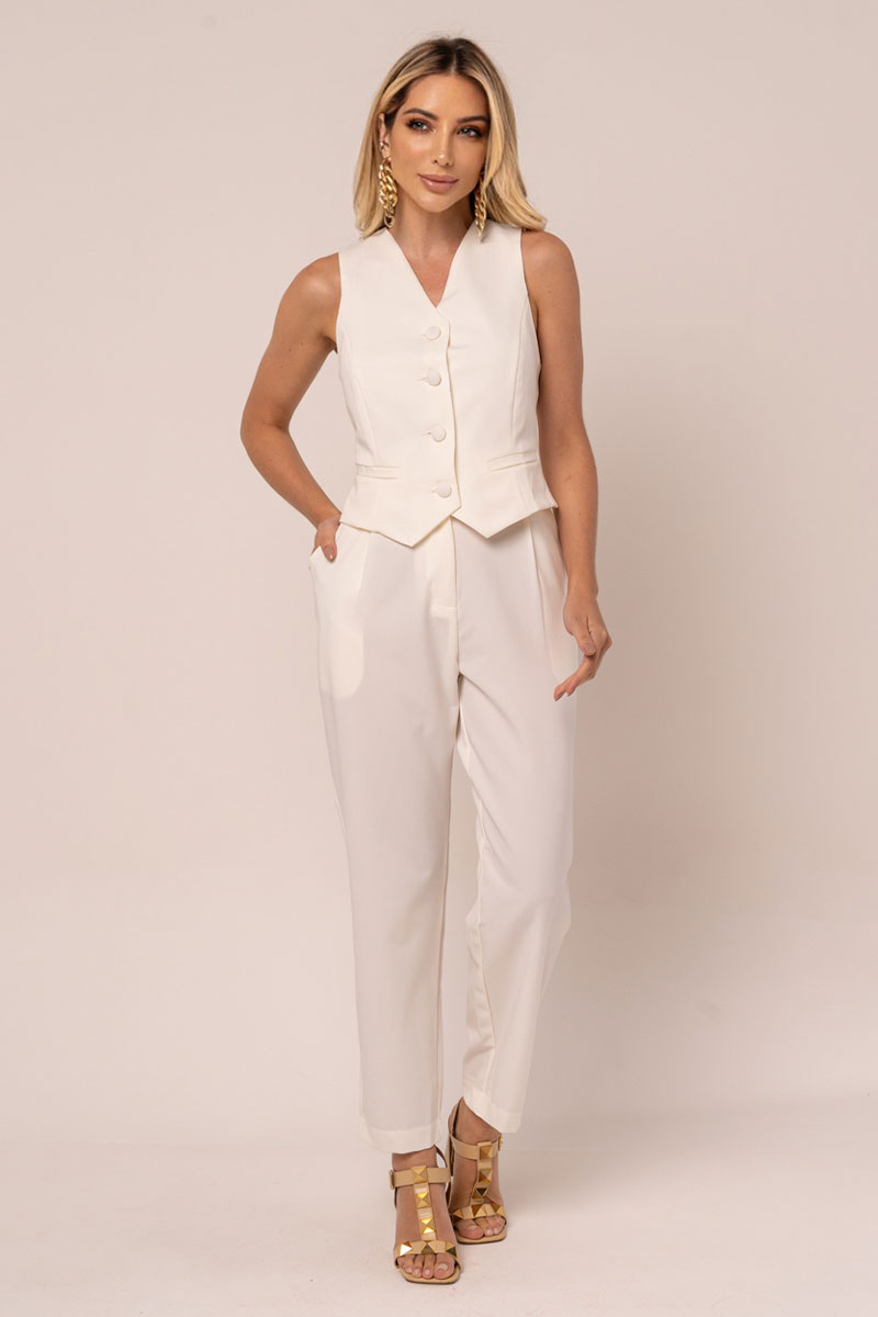 Miss Misses - Pants Miss Misses Tailoring With Front Pocket Off White - 54293030