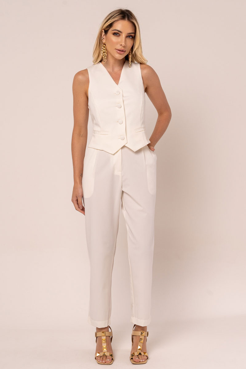 Miss Misses - Pants Miss Misses Tailoring With Front Pocket Off White - 54293030