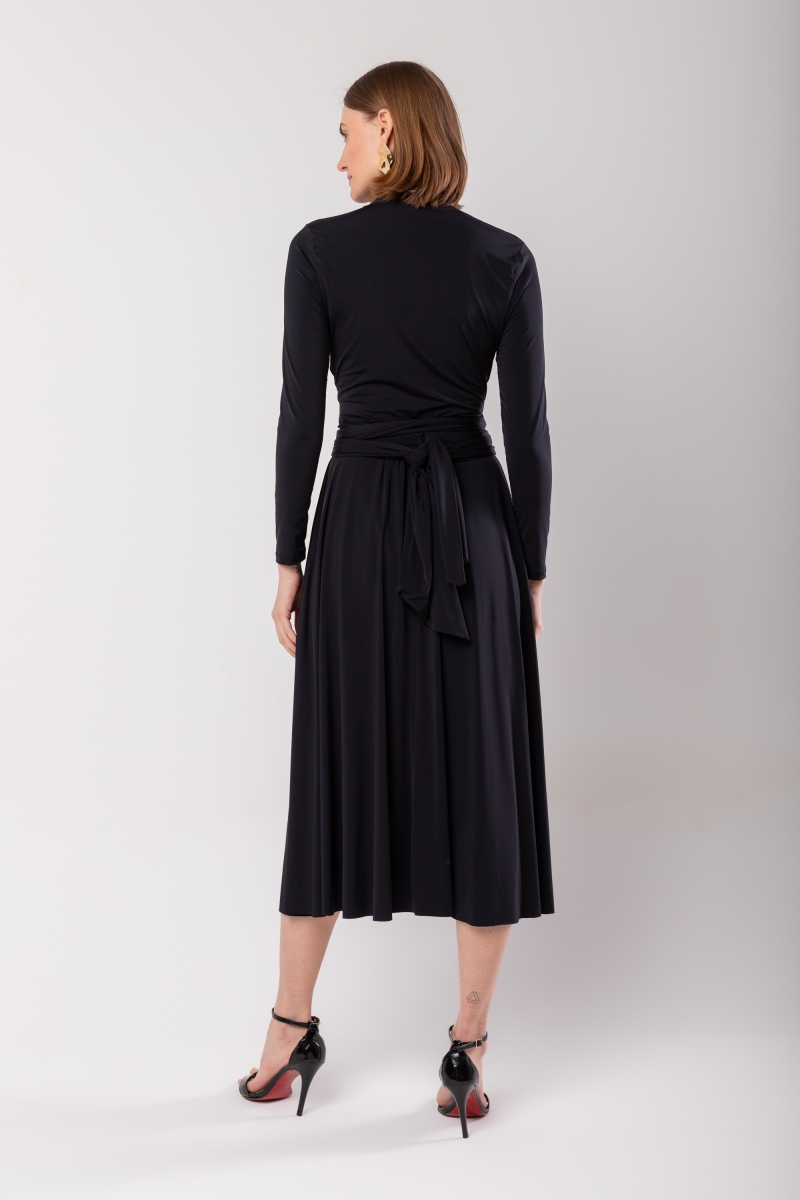 Hidrogênio - BLACK WIPED MIDI DRESS - 19974001