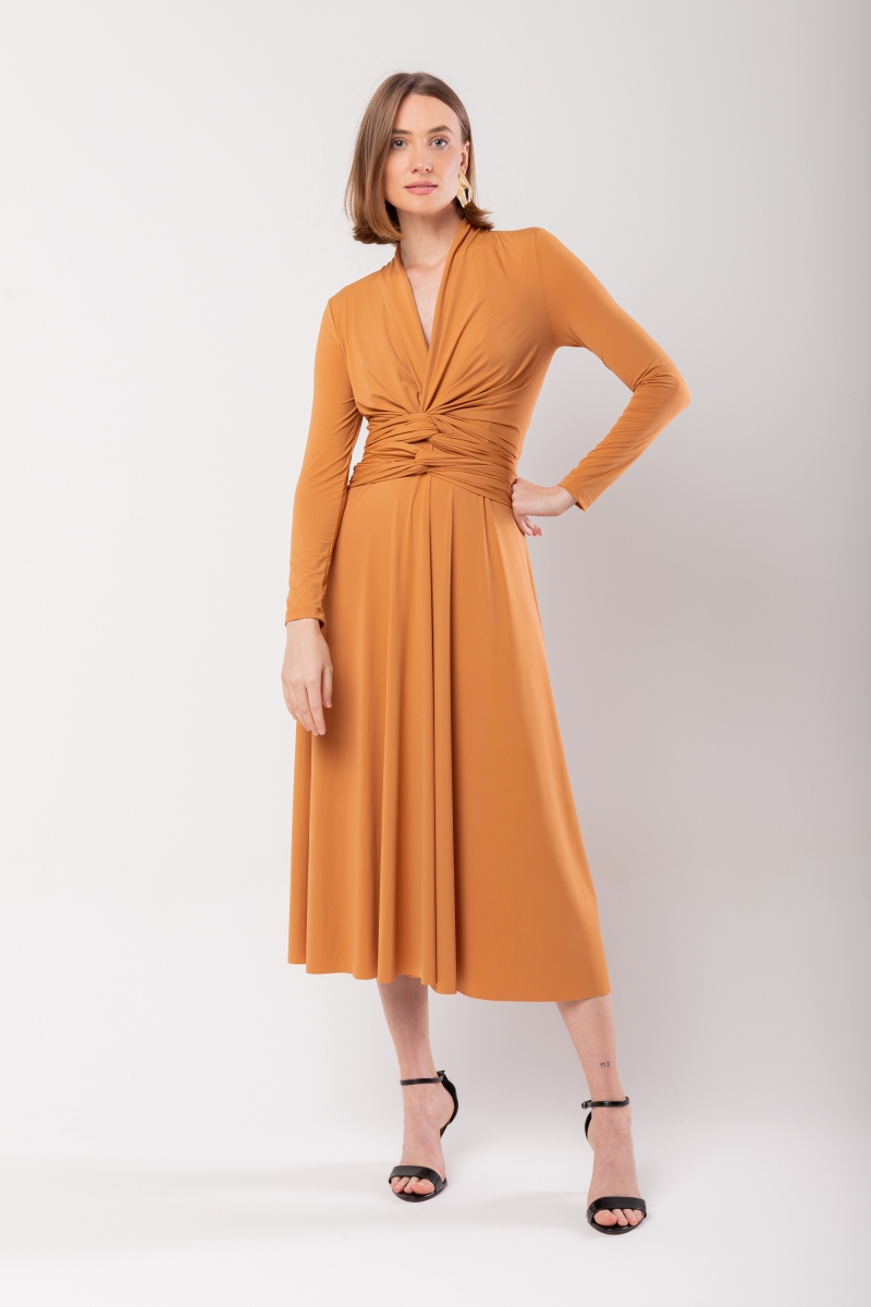 Hidrogênio - CAMEL WRAPPED MIDI DRESS - 19974039