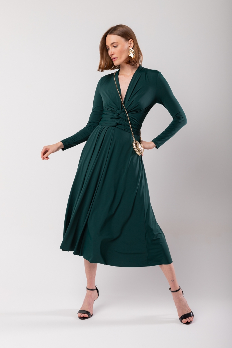 Hidrogênio - DARK GREEN WHEEL MIDI DRESS - 19974493