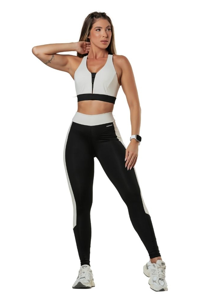 Garotafit - Conjunto Angkor Preto/ Creme - FCS347AN