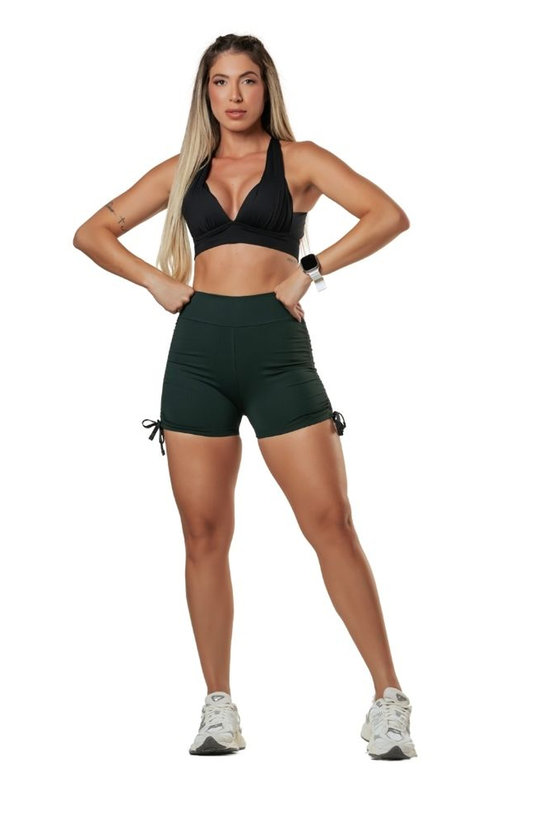 Garotafit - Moss Green Side Drape Shorts - SH533HE