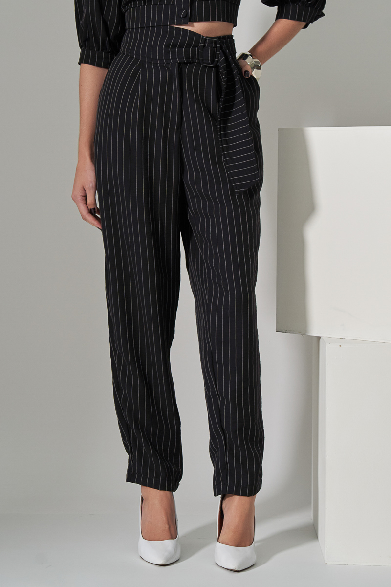 Miss Misses - Miss Misses Cropped Set and Black Pinstripe Pants - 80528001