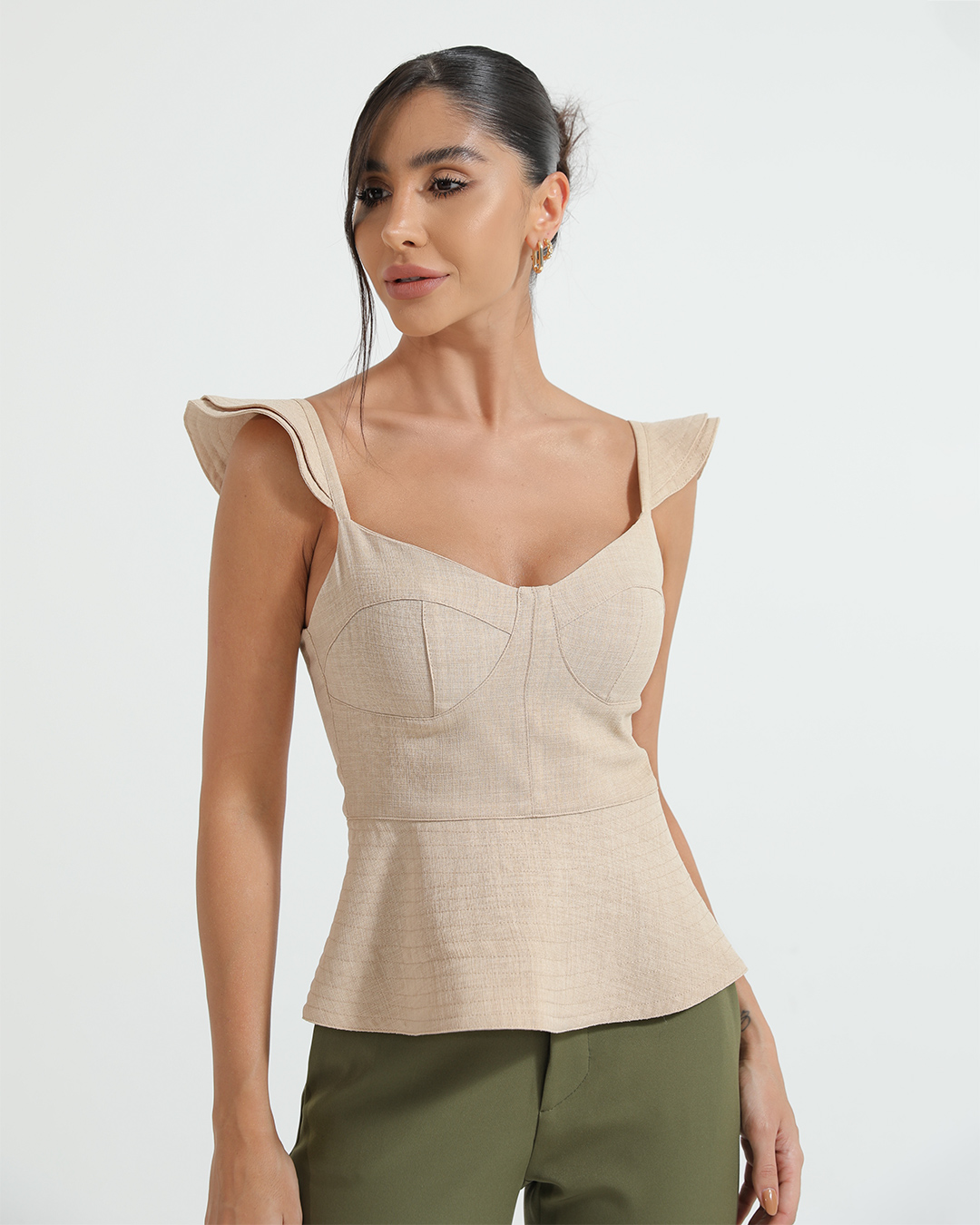 Dot Clothing - Blusa Dot Clothing Peplum Areia - 2264BEGE