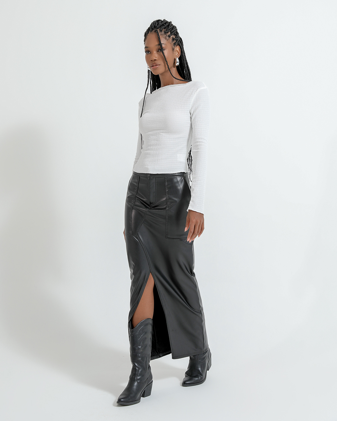 Dot Clothing - Skirt Dot Clothing Longuete Leather Black - 2370PRETO