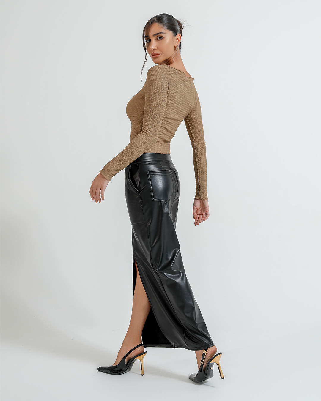 Dot Clothing - Skirt Dot Clothing Longuete Leather Black - 2370PRETO