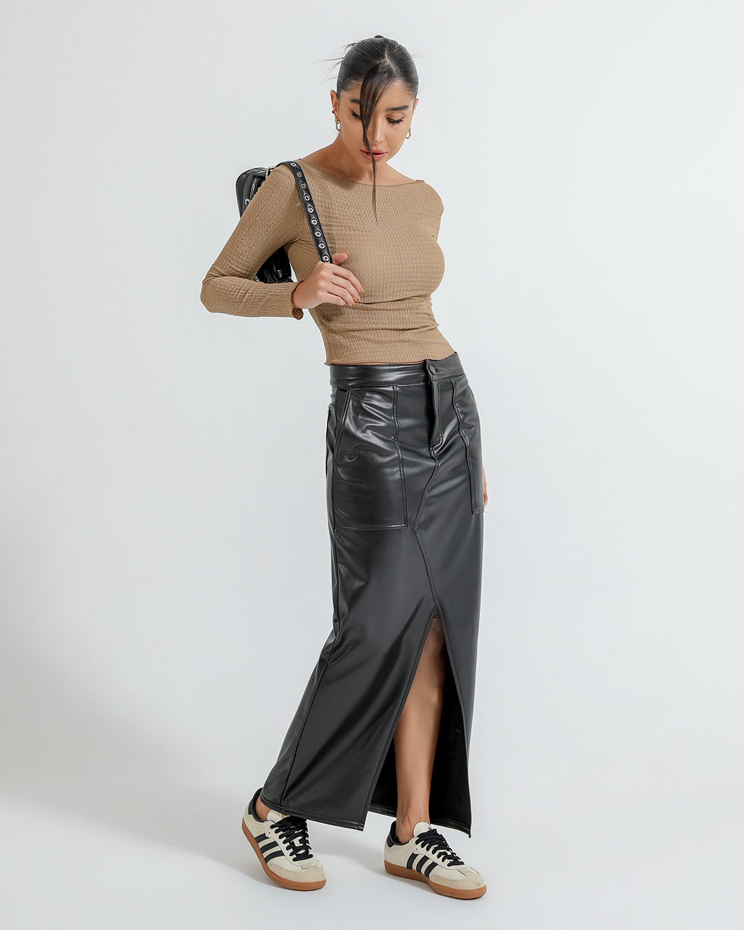 Dot Clothing - Skirt Dot Clothing Longuete Leather Black - 2370PRETO