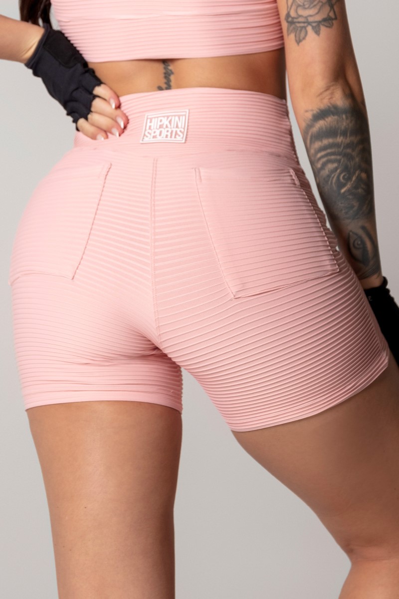 Hipkini - Pink Ribbed Athleisure Shorts - 33330590