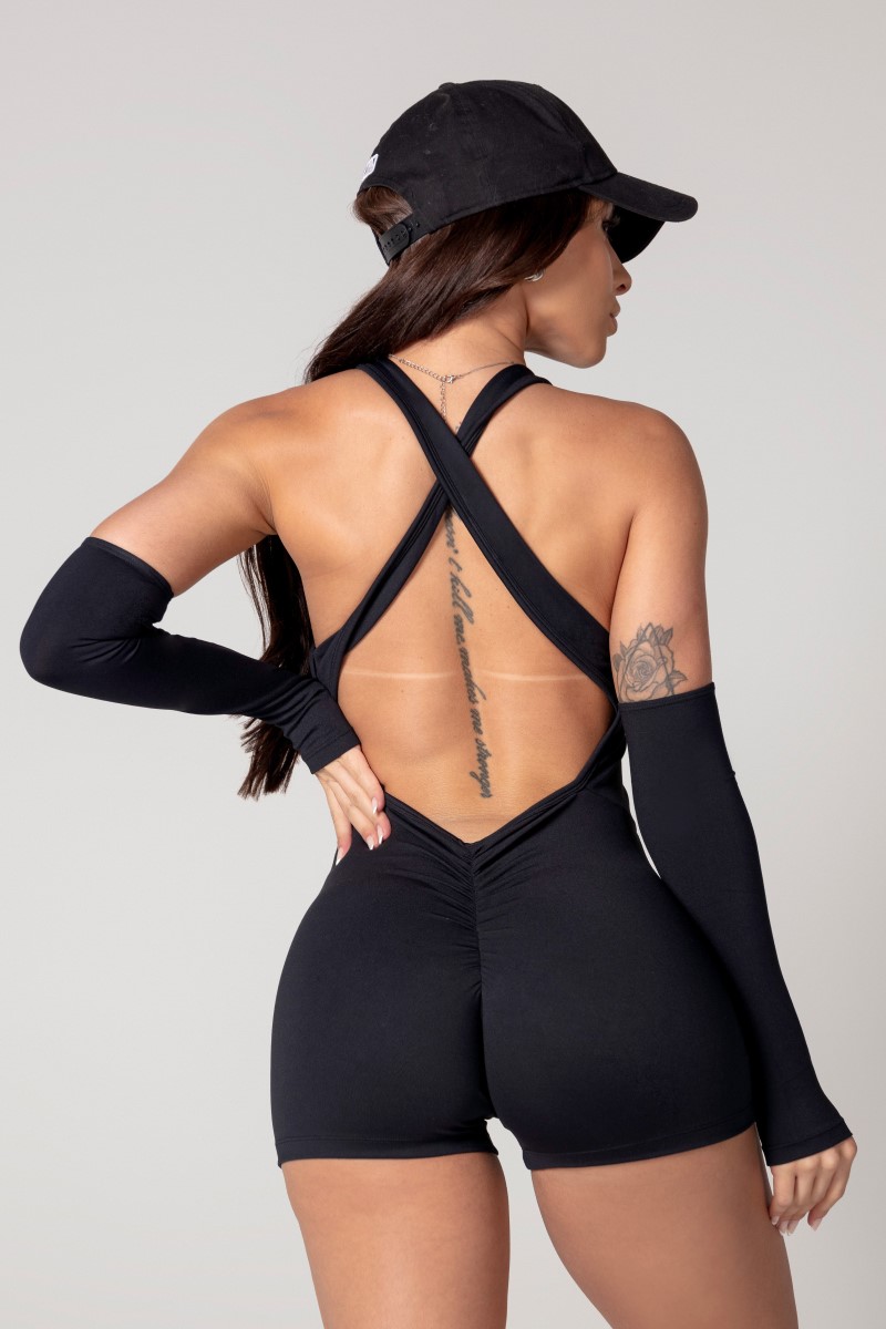 Hipkini - Black Athleisure Romper - 33330593