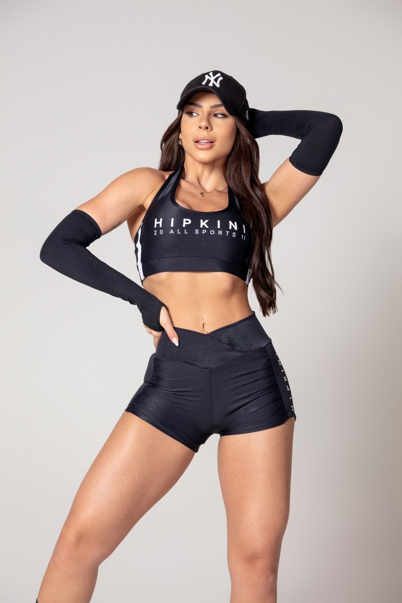 Hipkini - Black Athleisure Shorts with Draping - 33330598