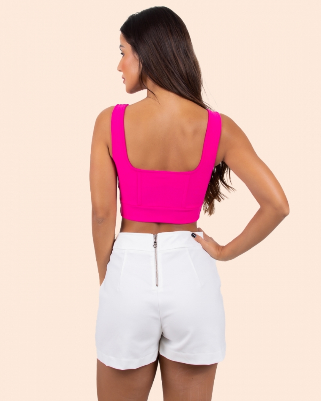 Miss Misses - Cropped Miss Misses Tank Shirt With Zipper Pink - 80438PINK