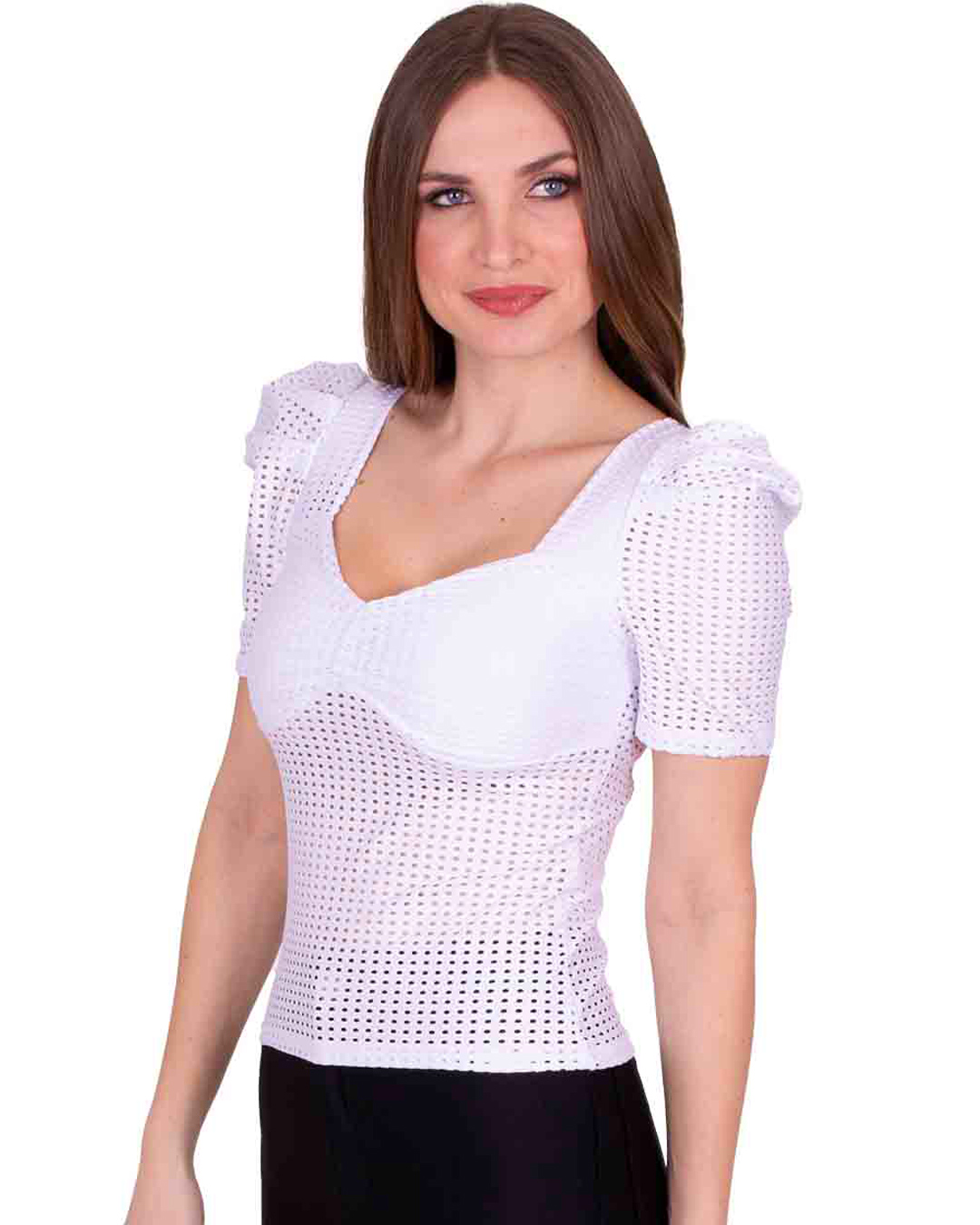 Miss Misses - Miss Misses Laise Shirt with Puffed Sleeves White - 90045BRANCO