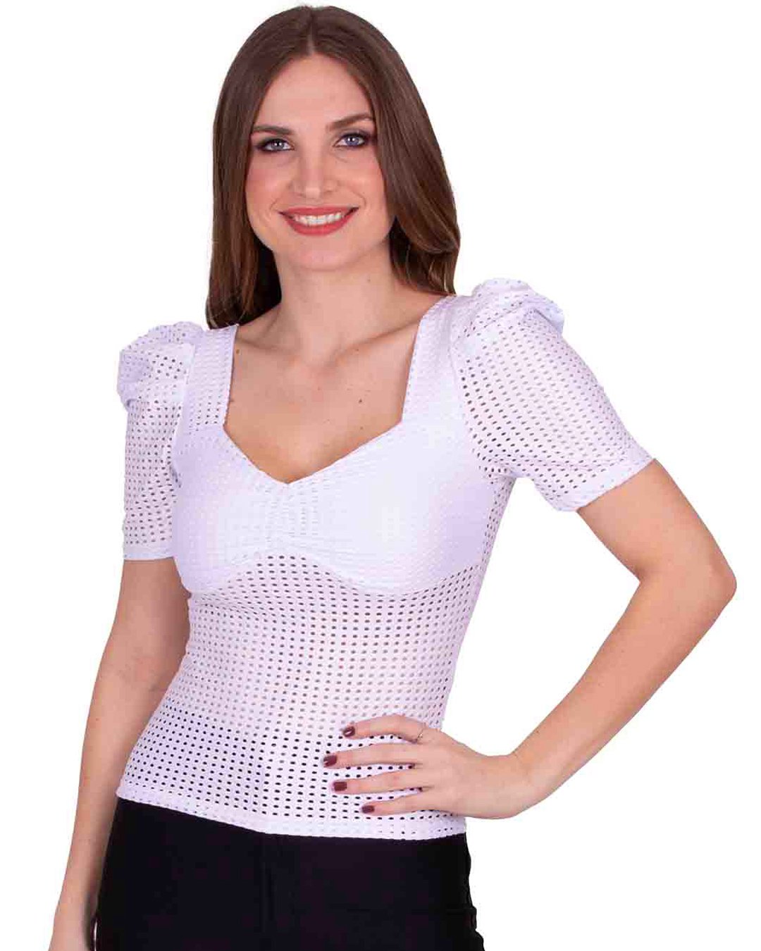 Miss Misses - Miss Misses Laise Shirt with Puffed Sleeves White - 90045BRANCO