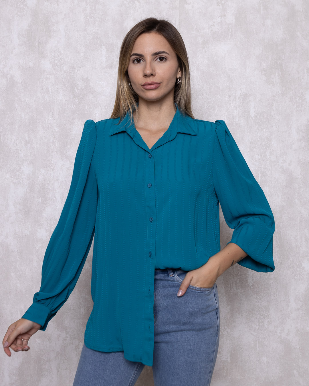 Innocence - Innocence Pleat Shirt Blue - 10871AZUL