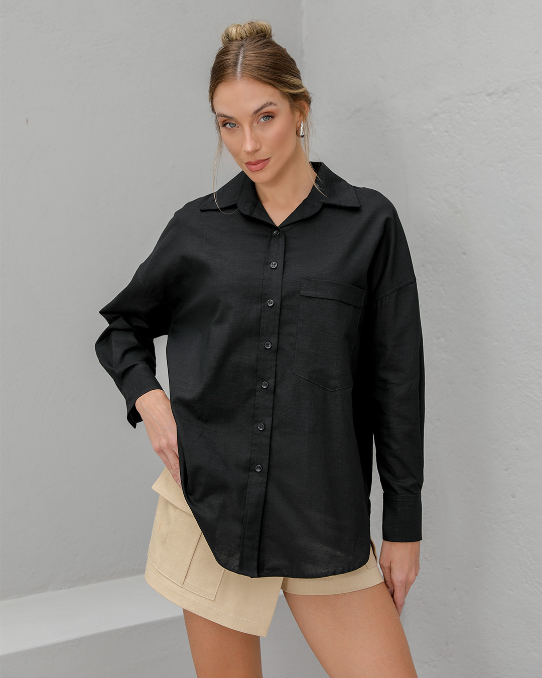 Dot Clothing - Dot Clothing Black Linen Shirt - 2376PRETO