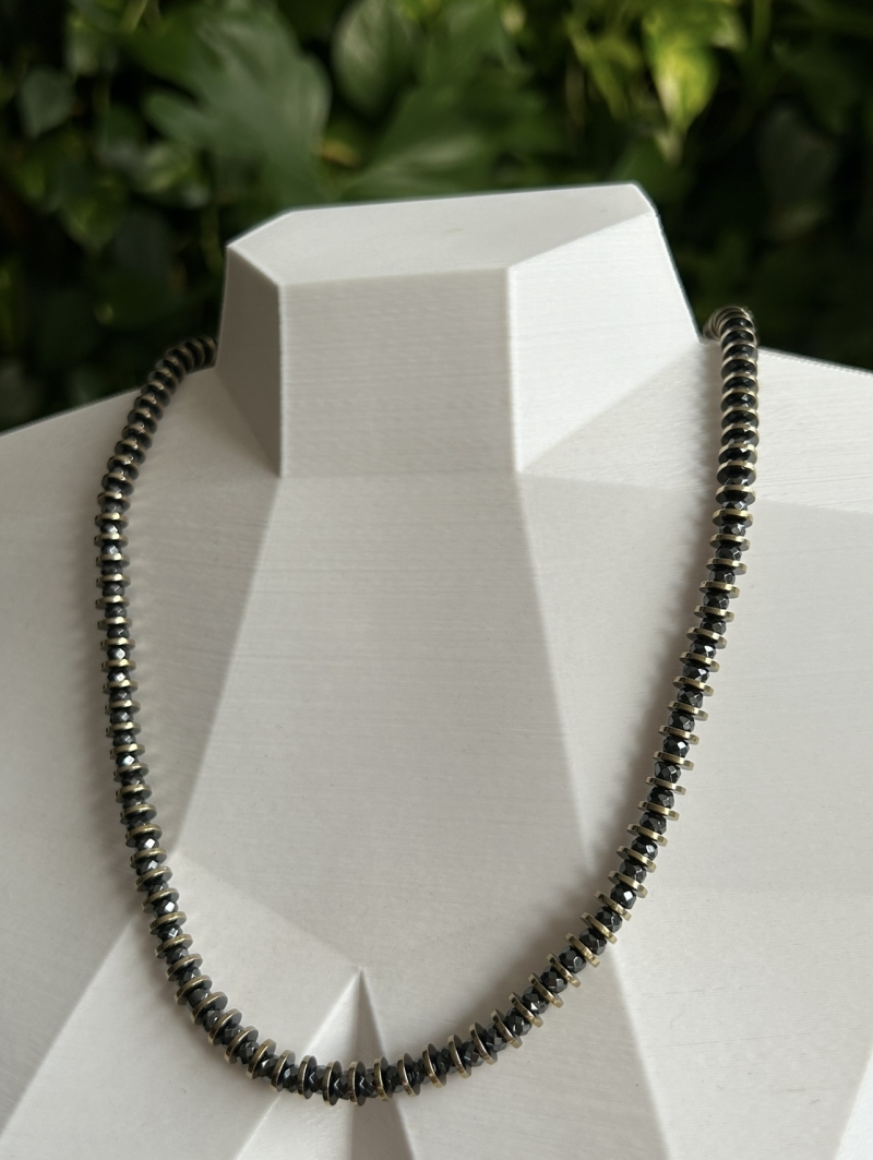 Mikabe - Gold/Graphite Hematite Necklace - MK1744