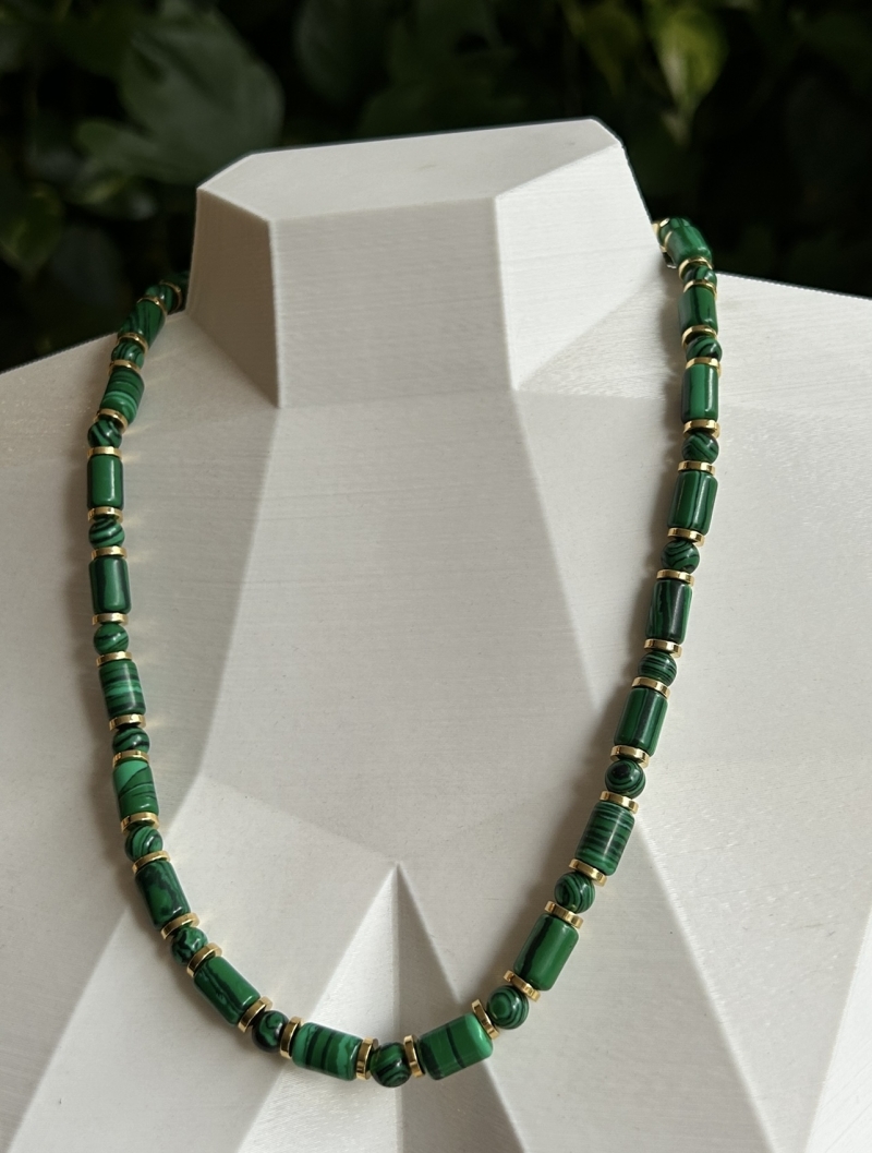 Mikabe - Malachite Necklace Cylinders and Balls - MK1745