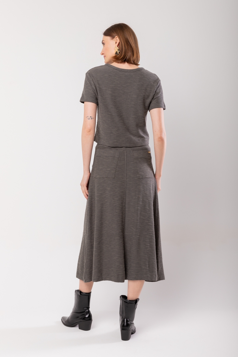 Hidrogênio - MIDI SKIRT WITH VAT AND POCKETS GRAY FLAME SWEATSHIRT - 20073030