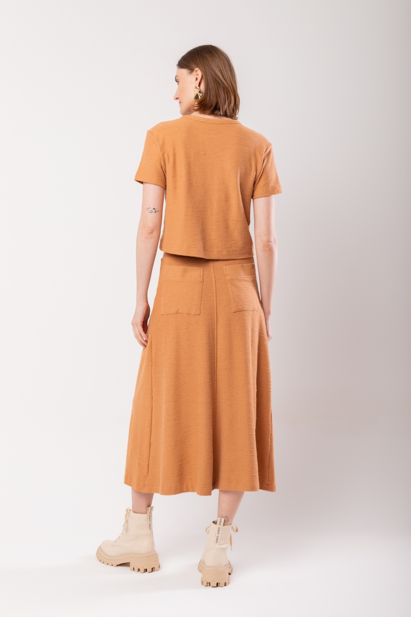 Hidrogênio - MIDI SKIRT WITH VAT AND POCKETS FLAME CAMEL SWEATSHIRT - 20073039