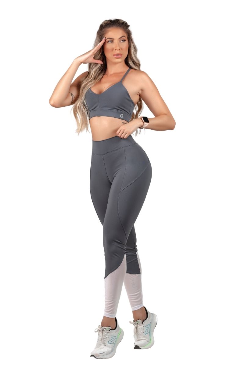 Garotafit - COMBO BOSNIA CINZA | 1 CONJUNTO + 1 GARRAFA - CMB10