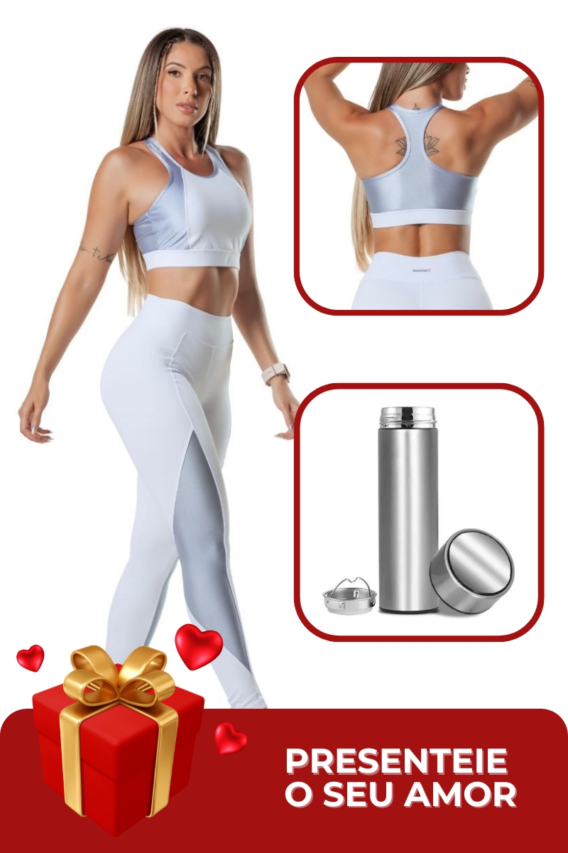 Garotafit - COMBO CHIPRE BRANCO | 1 CONJUNTO + 1 GARRAFA - CMB11