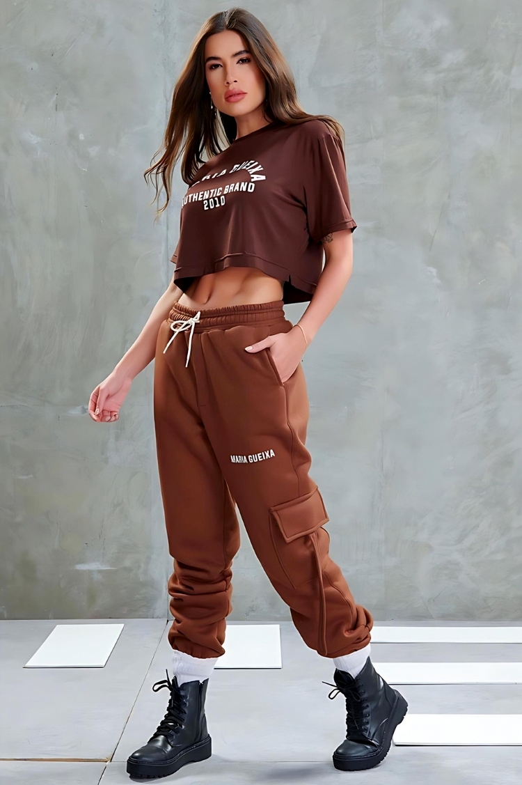 Maria Gueixa - MARIA GEISHA CARGO SWEATSHIRT PANTS BROWN - 11176