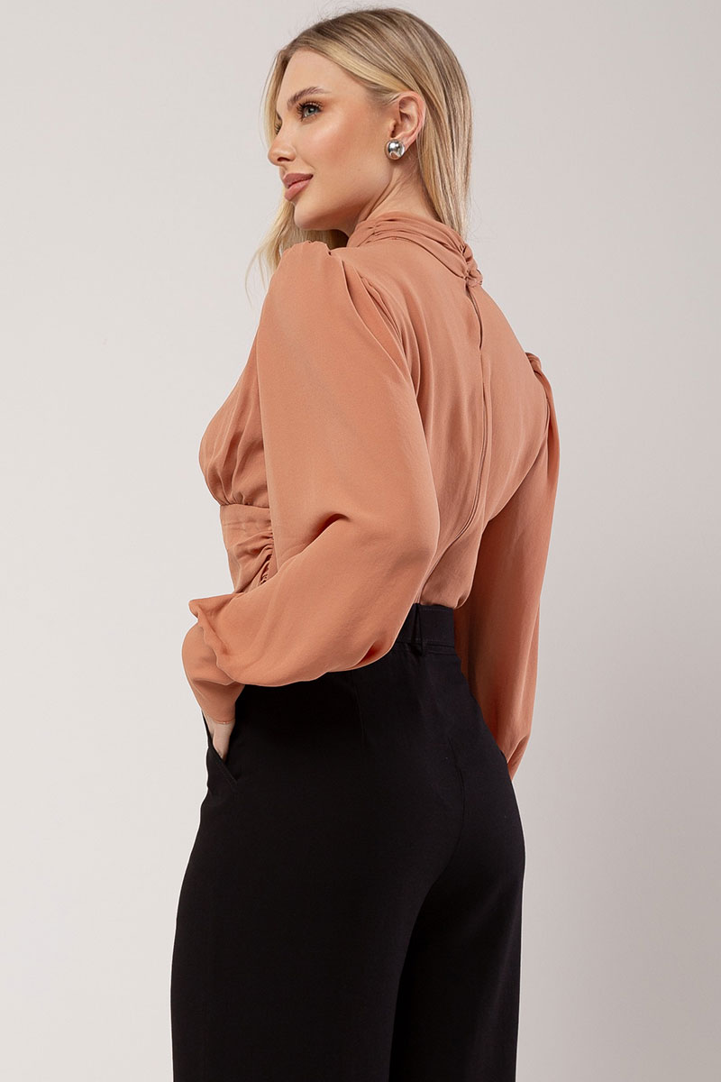 Miss Misses - Miss Misses Long Chiffon Caramel Shirt - 80524134