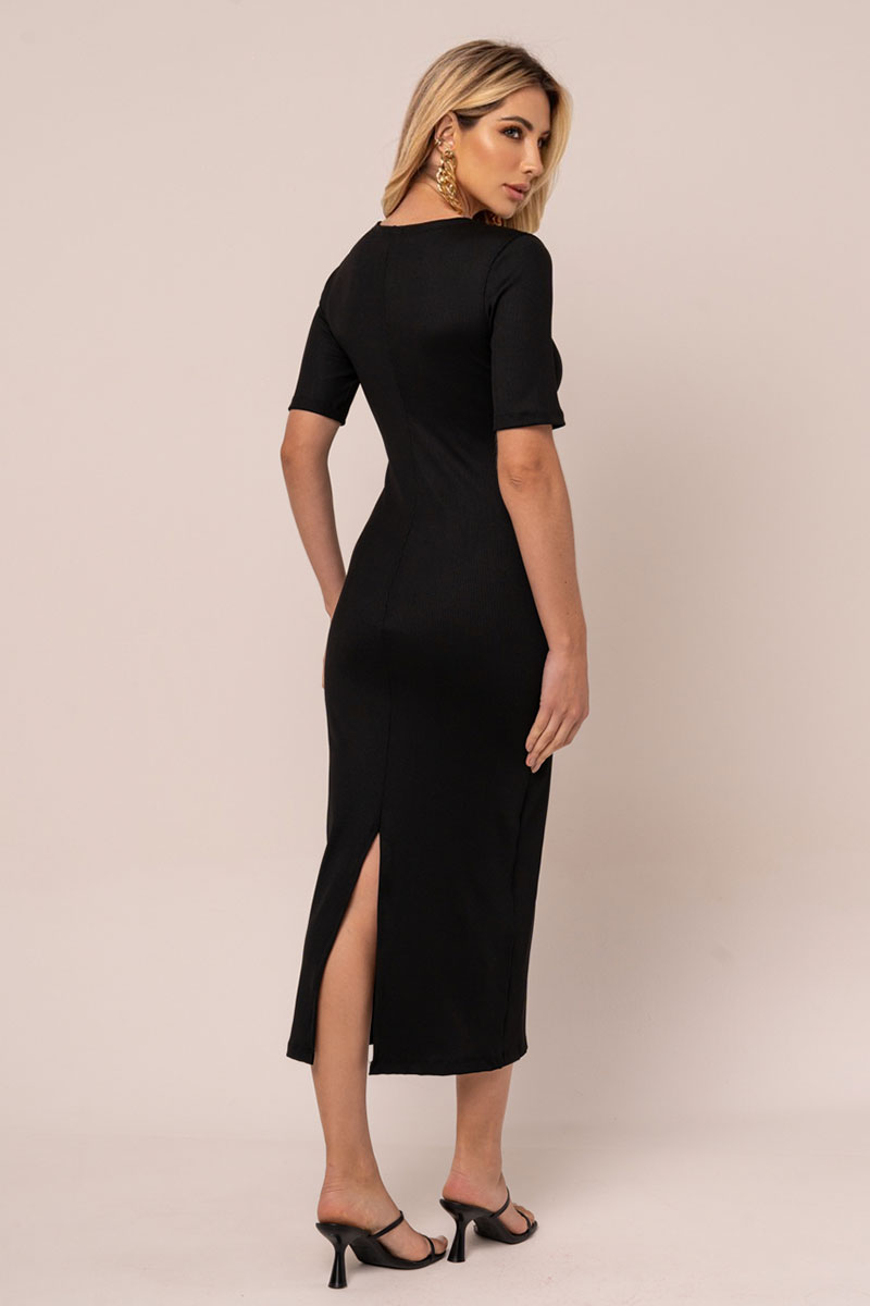 Miss Misses - Dress Miss Misses Ribbed MD V-Neck black - 54329001