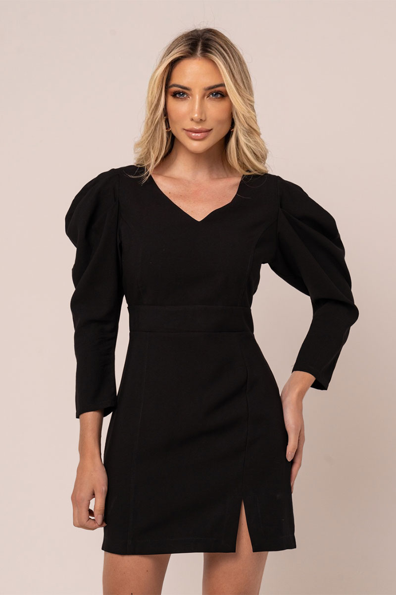 Miss Misses - Miss Misses Long Sleeve Tube Dress Princess Black - 54303PRETO