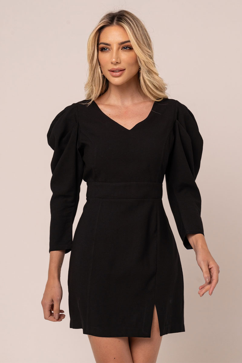 Miss Misses - Miss Misses Long Sleeve Tube Dress Princess Black - 54303PRETO