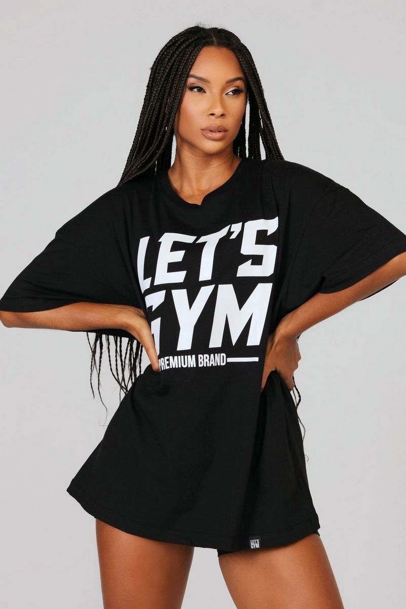 Lets Gym - Black Oversized T-Shirt - 2447PT