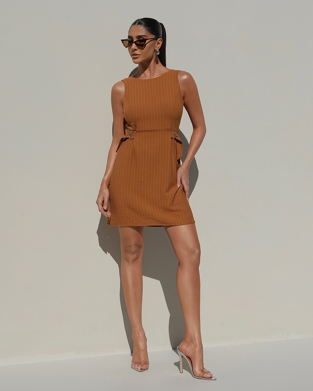 Miss Misses - Dress Miss Misses Caramel Pinstripe - 54336BEGE