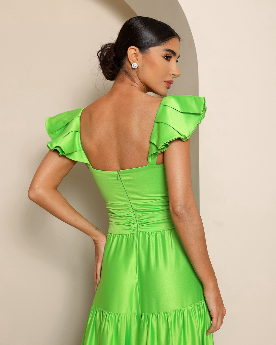 Dot Clothing - Vestido Dot Clothing Longo Acetinado Verde - 1855VERDE
