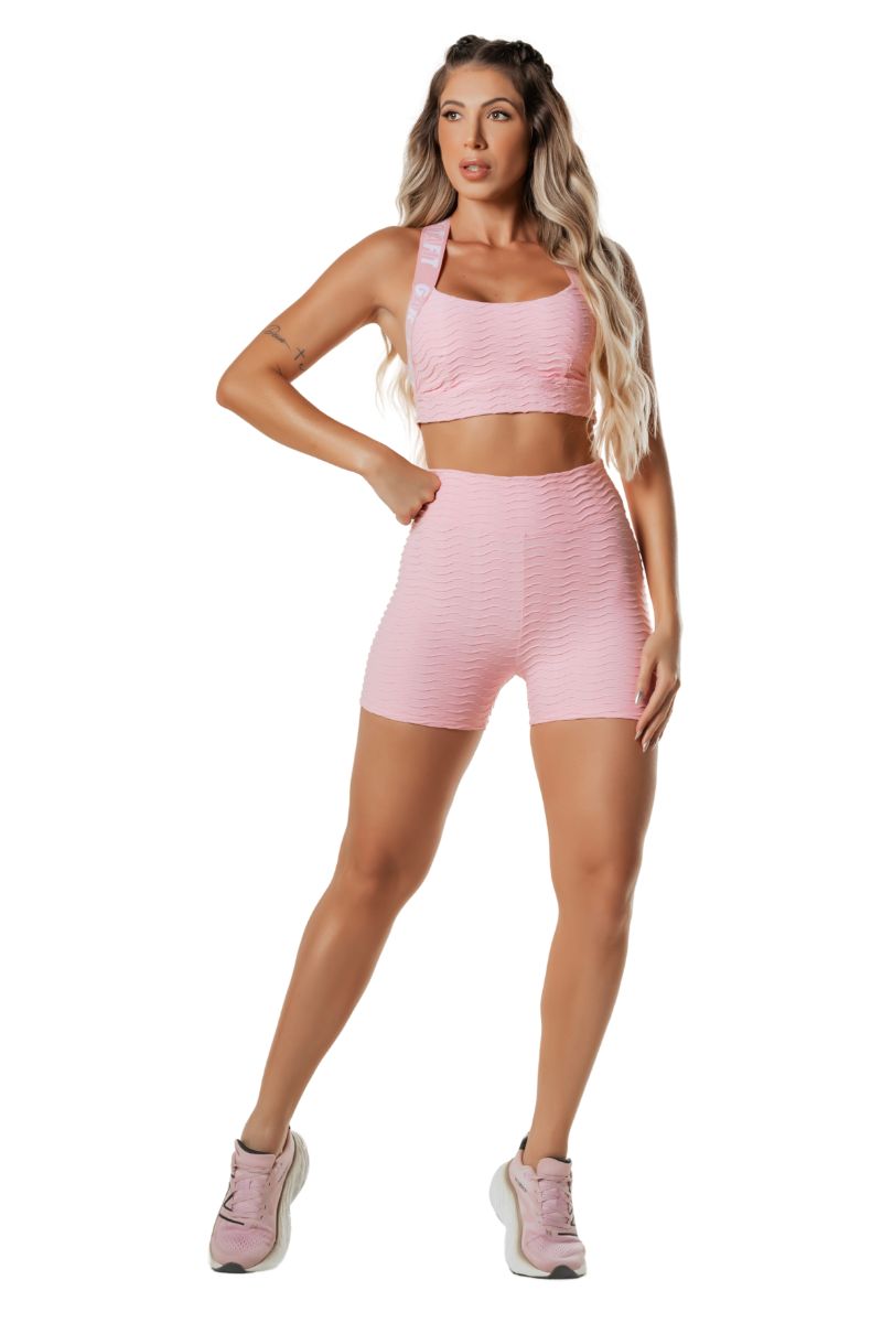 Garotafit - Conjunto Reggaeton Curto Rosa e Branc0 - SCJ123DEB