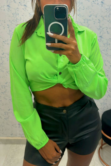 AS8 - Cropped Viscolinho Long Sleeve Lime green - TM004