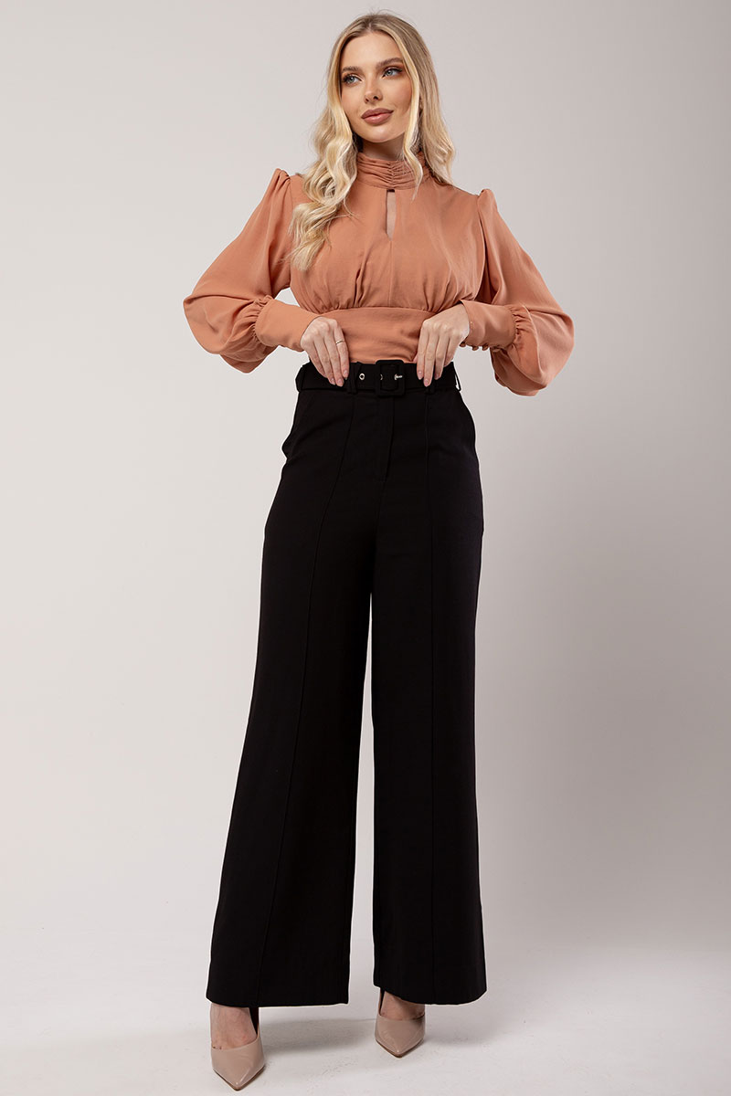 Miss Misses - Miss Misses Long Chiffon Caramel Shirt - 80524CARAM