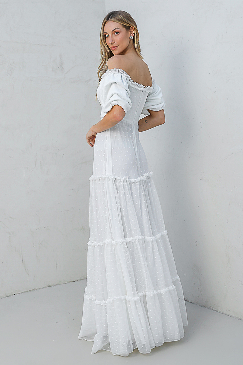 Dot Clothing - Vestido Dot Clothing Longo Tule Offwhite - 2029OFF