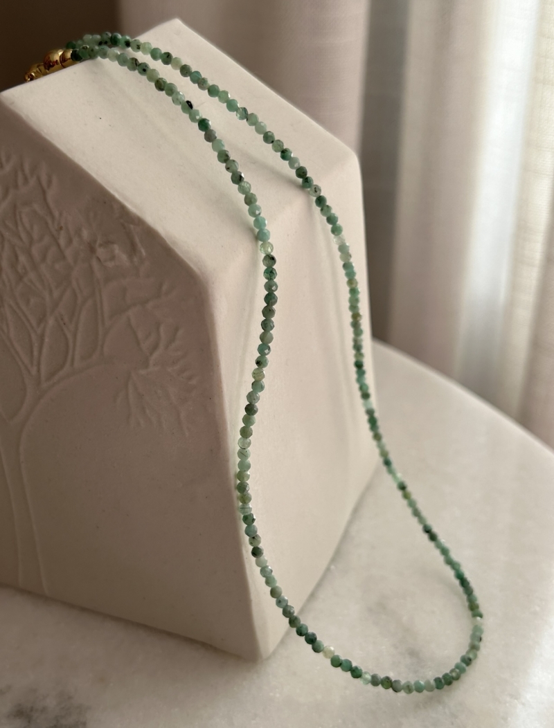 Mikabe - Faceted Emerald Stone Necklace 2mm - MK1761