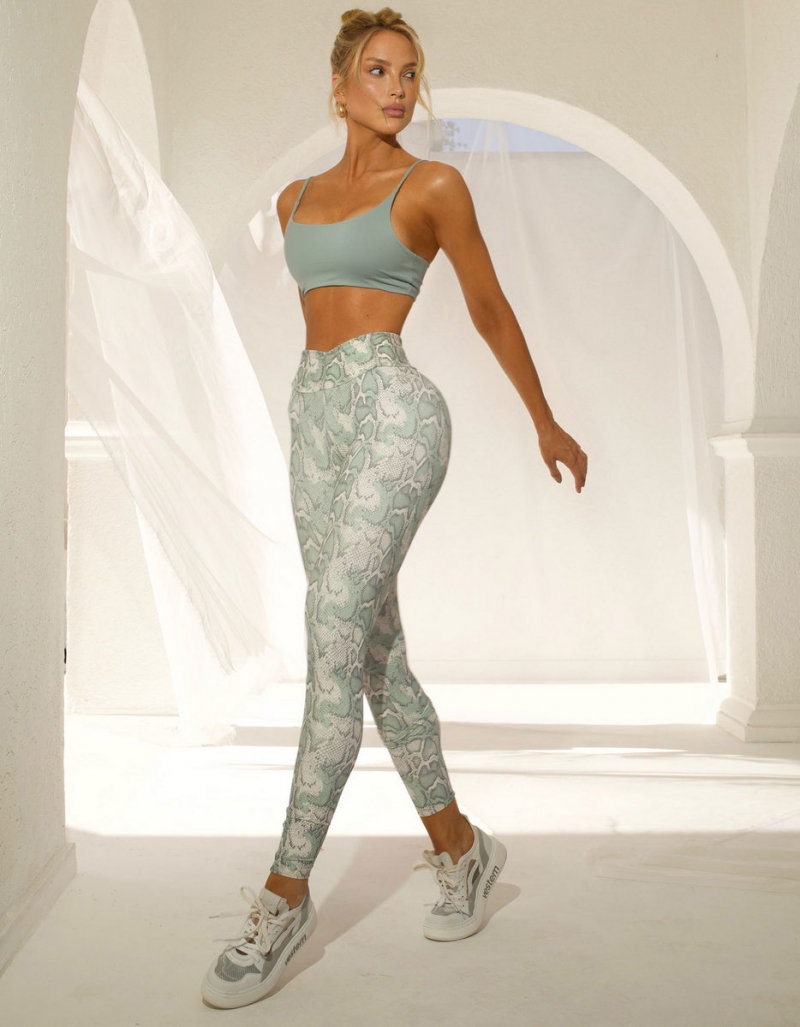 Vestem - Bonina Savage Green and Off White Leggings and Top Set - CJ96.E1168