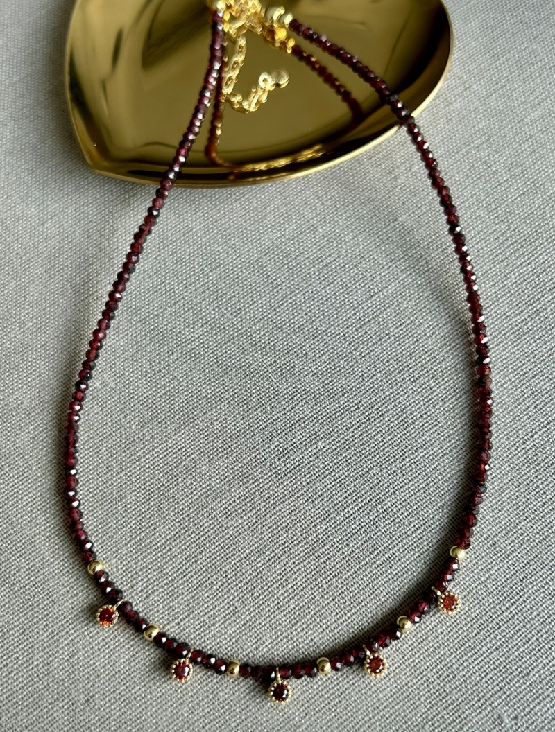 Mikabe - Necklace Garnet Stone Micro Pendants - MK1765