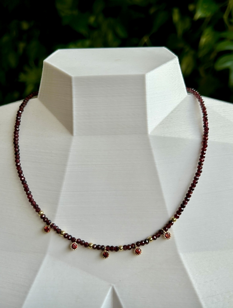 Mikabe - Necklace Garnet Stone Micro Pendants - MK1765