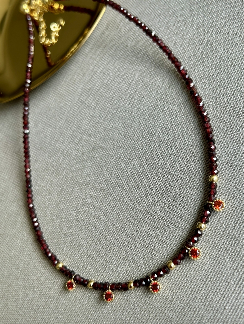 Mikabe - Necklace Garnet Stone Micro Pendants - MK1765