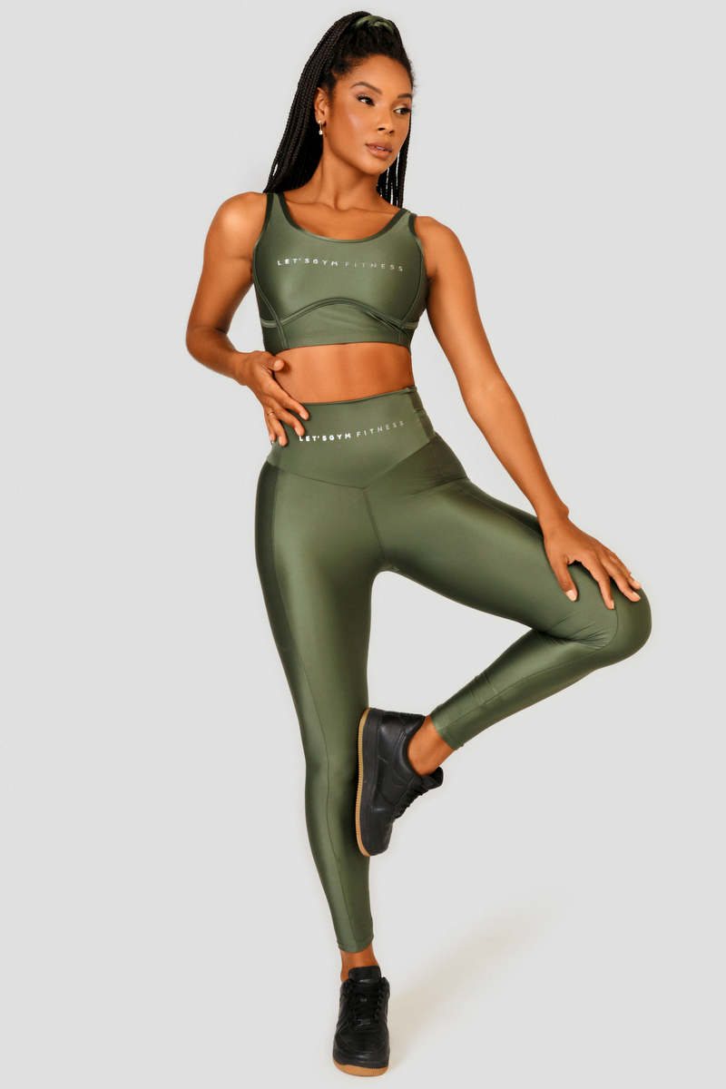 Lets Gym - Military Green Status Legging - 2454VDM