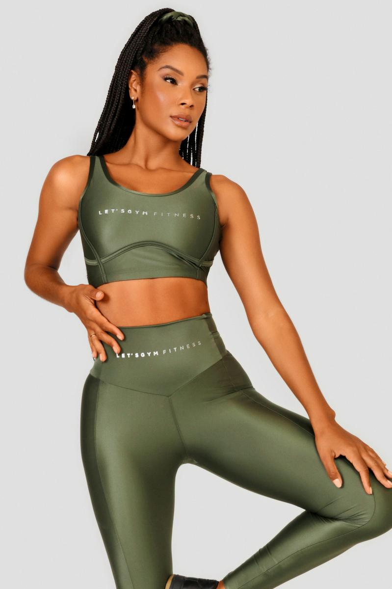 Lets Gym - Top Status Verde Militar - 2453VDM