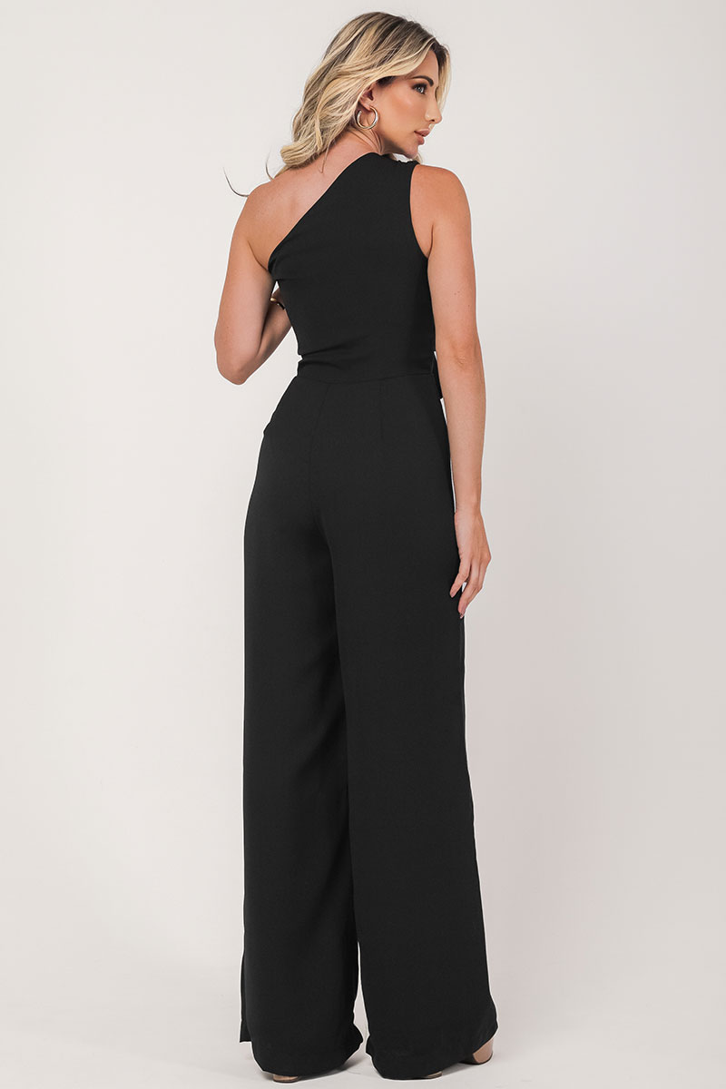 Miss Misses - Miss Misses Long One Shoulder Jumpsuit Black - 54338001